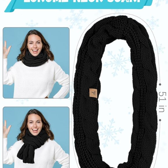 Winter Hat Scarf Gloves and Ear Warmer, Warm Knit Beanie Hat Touch Screen Gloves - Picture 4 of 7